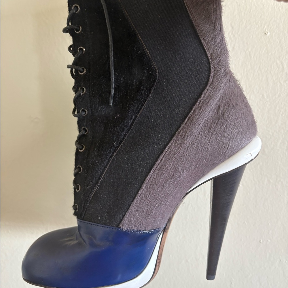 Fendi Black and Blue Heeled Boots